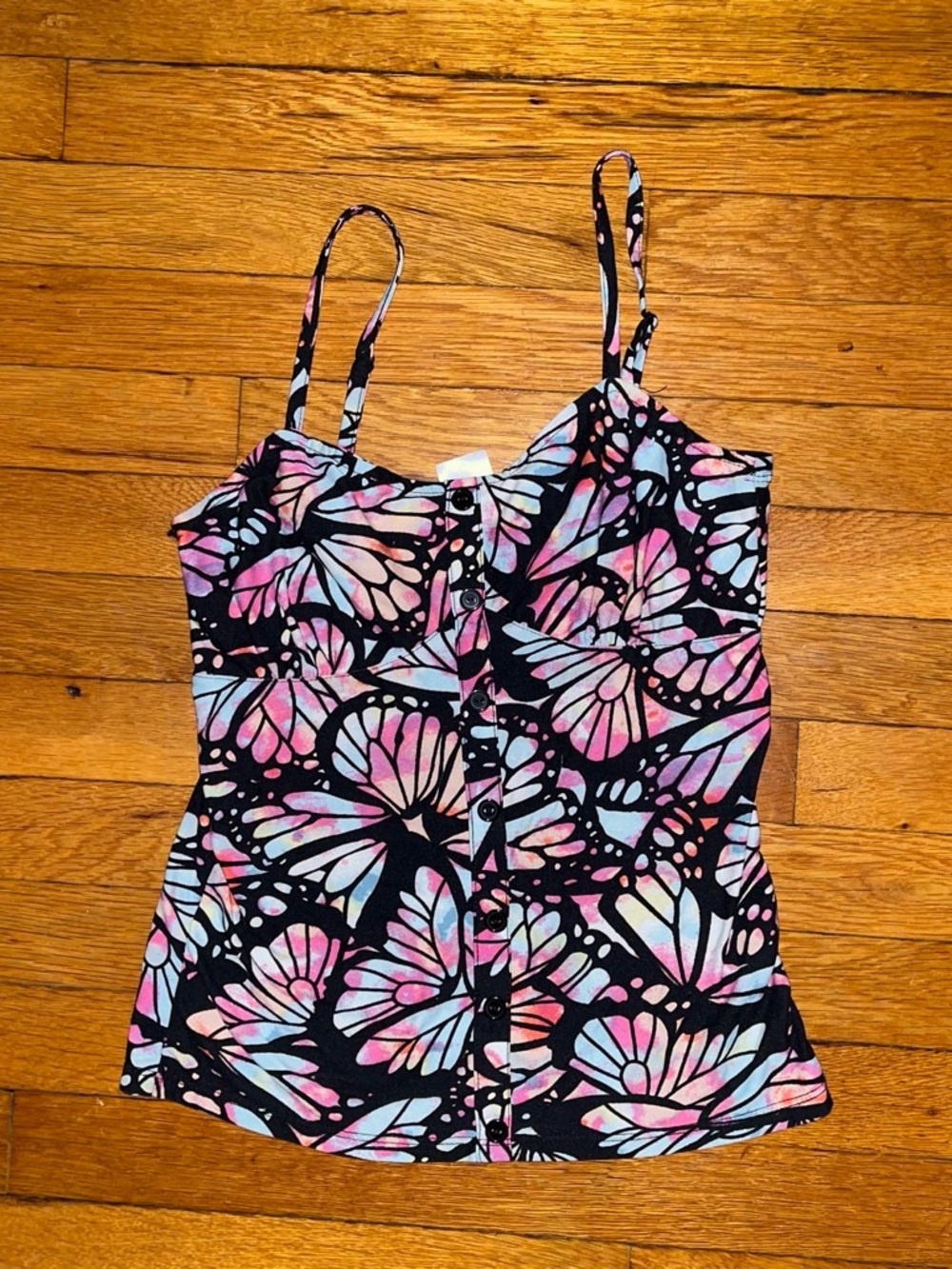 Black Butterfly-Print One Piece Tank Top